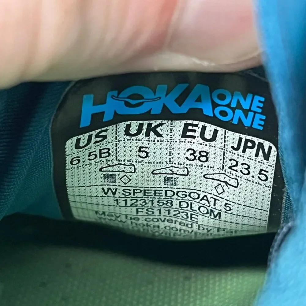 Hoka One One Speedgoat 5 Deep Lagoon Blue Green Running Shoes Women’s 6.5 B